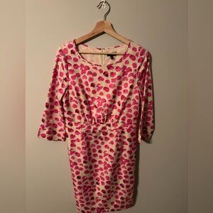 The Limited pink and cream polka dotted long sleeve dress